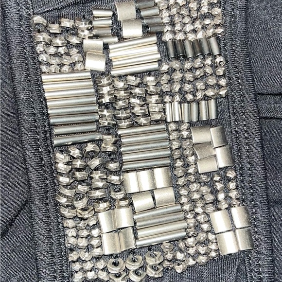 Peter Nygard Black Tank with Beaded Shoulder Accents - Picture 5 of 7